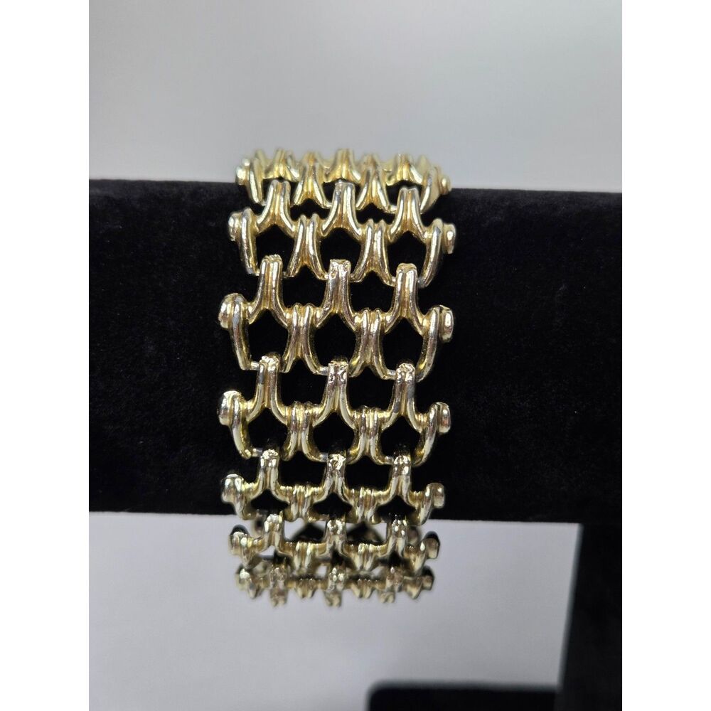 Interlinked Multi Row Gold Tone Bracelet